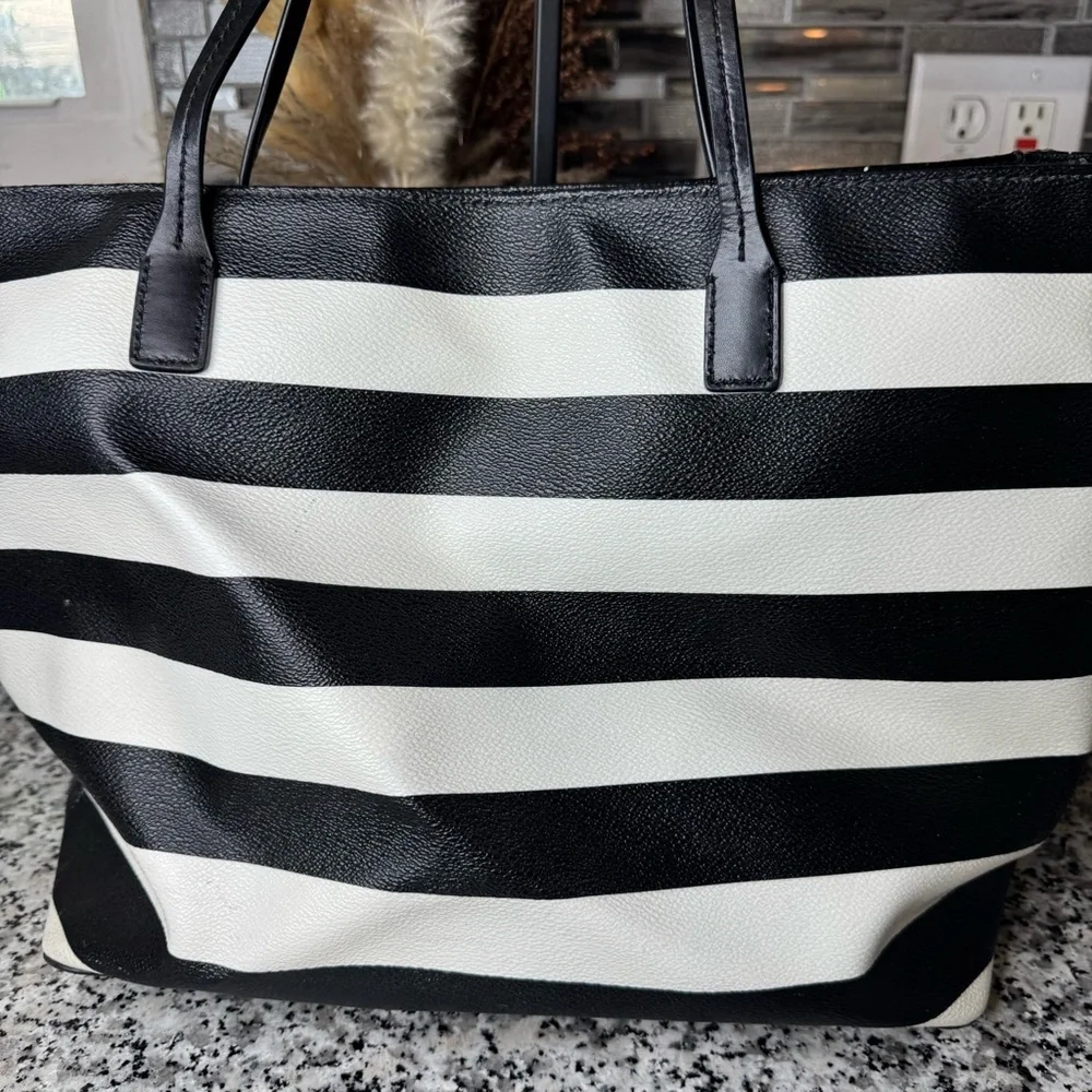 Kate Spade | Women’s Black and White Striped Tote Bag